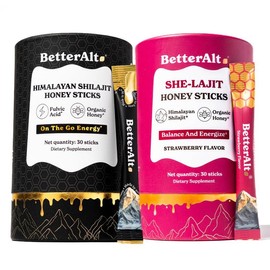 BetterAlt Power Couple Bundle | GOLD+ Shilajit Honey Sticks + SHE-Lajit Honey Sticks for Women | Boosts Energy & Stamina | Dietary Supplement