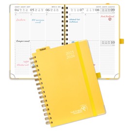 POPRUN 2025-2026 Academic Diary A5 Week to View (26.5x21.5 cm) Spiral 17 Months (Aug'25 - Dec'26) Vertical Academic Planner 25/26 Weekly Mid Year Diary (Light Yellow)