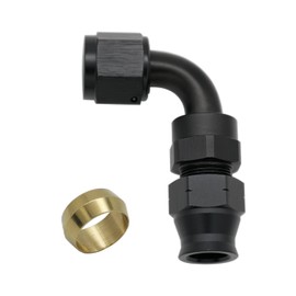 KRD PERFORMANCE 90 Degree 6AN Female Flare to 5/16" (7.9mm) OD Fuel Hardline Tube Adapter Fitting Aluminum Black