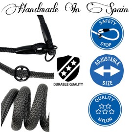 Pull Stop Collar Dogs. Semi Martingale Dog Collar for Small, Medium and Large Dogs. Adjustable Slip on Nylon Round. Black