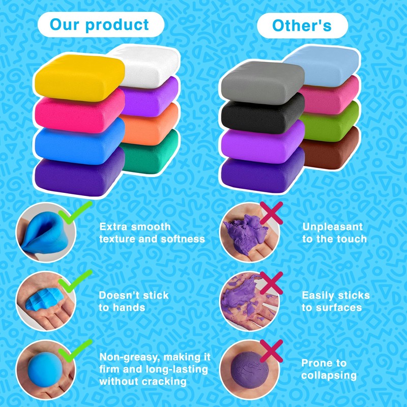 FlyFlag Air Dry Clay - 70 Colors, Soft & Ultra