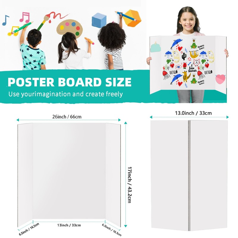Doubleggs 5 Pack Small Trifold Poster Boards, 26" x 17"