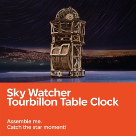 UGEARS Astronomer Table Clock with Tourbillon - 3D Wooden Puzzles for Adults Model Kit - Mechanical Clock Kit Functional DIY Wood Model Kits for Adults, 3D Puzzle for Puzzle Lovers