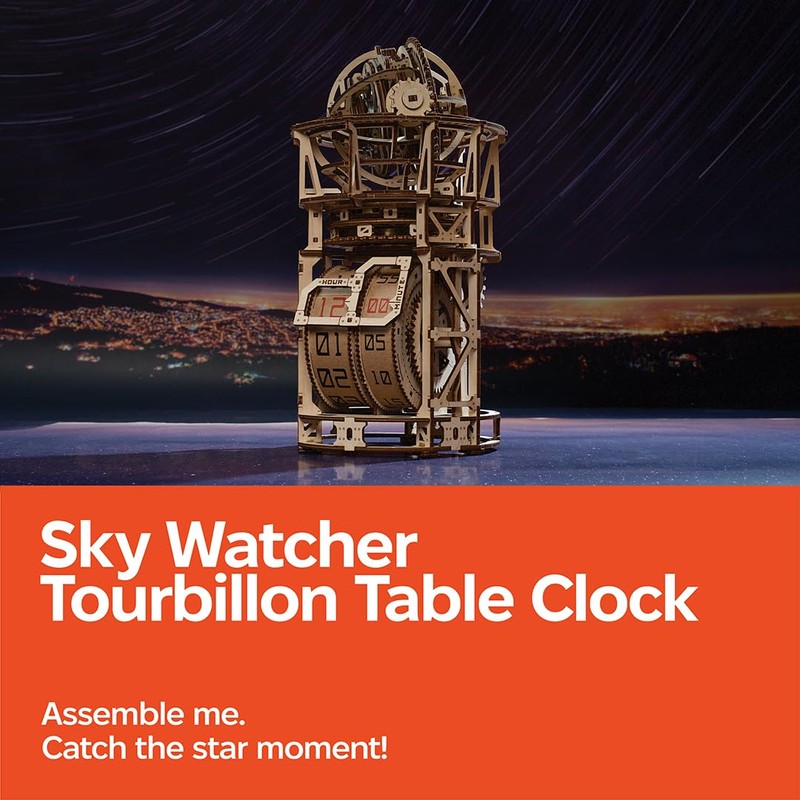UGEARS Astronomer Table Clock with Tourbillon - 3D Wooden Puzzles