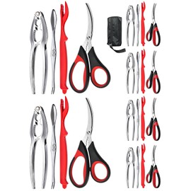 Crab Leg Crackers, Crab Crackers And Tools Set Of 6 Includes 6 Lobster Crackers, 6 Crab Forks, 6 Crab Knifes, 6 Seafood Scissors, Nut Crackers For Crab Leg Crackers Tool