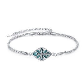 YEESIA Cross Bracelet for Women Sterling Silver Turquoise Cross Bracelets Anklet Religious Jewelry Christmas Birthday Graduation Party Gifts