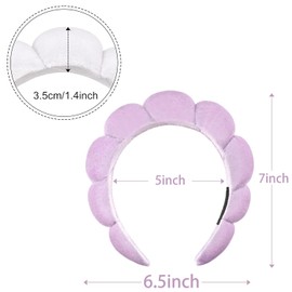 MIKITOYzone women Headband Sponge Headband for Washing Face Clouds Soft Hairband Makeup Headbands for Women Girls Shower Makeup Skincare (Purple-White)