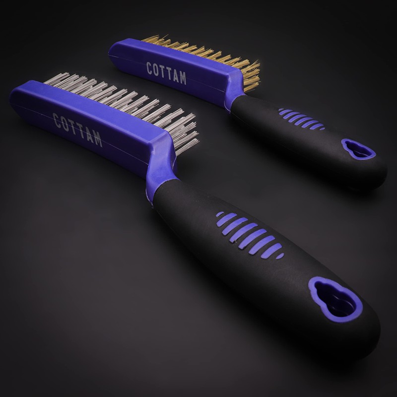 COTTAM Wire Brushes Set | Brass & Stainless Steel Wire