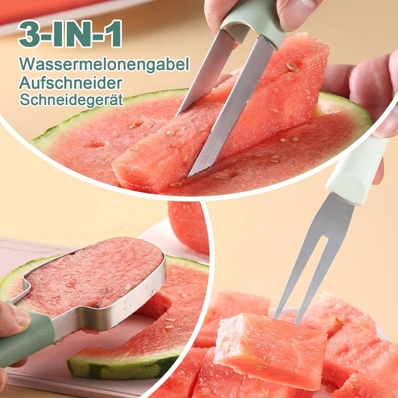 Gdraco 3-in-1 Stainless Steel Fruit Cutter Watermelon Cutter Stainless Steel