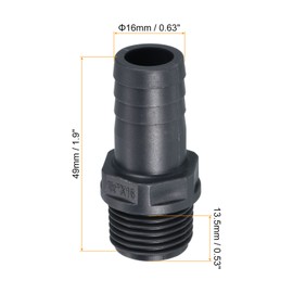 PATIKIL UPVC Barb Fitting Barb Pipe Fitting Hose Barb Fitting 3pcs 16mm Barb G1/2 Male Thread Pipe Connector Quick Fitting for Water Fuel Air Gray