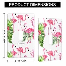 Moslion Pink Flamingo Wall Plate Covers Birds Flowers Tropical Green Palm Leaf Single Toggle Light Switch Outlet Cover Plug Decor Home Office Living Room