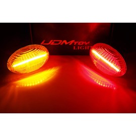 iJDMTOY Clear Lens Amber/Red Full LED Trunk Bed Marker Lights Set Compatible With 1999-2010 Ford F350 F450 Super Duty Truck Double Wheel Side Fenders, Powered by Total 48 LED
