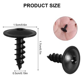 Pack of 50 Tapping Screws 4.8 x 16 mm Body Screws Self-Tapping Manganese Steel Black Screws Set Flat Head for Body Car Mudguards Bumper Wheel Arch Grille Chassis