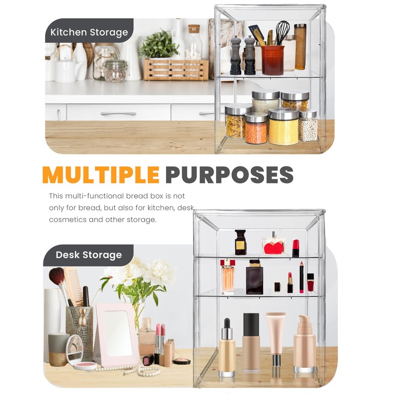 Bread Box,Large Bread Box for Kitchen Countertop - 4 Layers