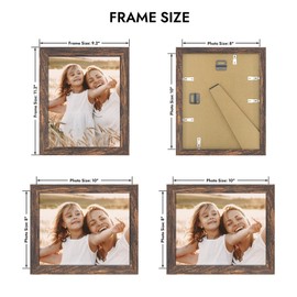 Hongkee 8x10 Picture Frame, Made of Real Glass and Wooden Frame, Horizontal and Vertical Display for Wall or Tabletop (Rustic Brown, 1 Pack)