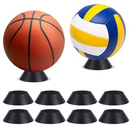 Hipiwe Ball Display Stands Holder - 10 Packs Plastic Sport Ball Holder Black Soccer Ball Display Rack Memorabilia Ball Display Ring Pedestal for Football Basketball Volleyball Baseball