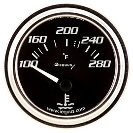 Equus 7262 2-1/16" Electric Water Temperature Gauge, Chrome with Black Dial