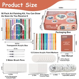 THOOKE 56 PCS Magic 3D Foam Texture Painting Kit, Puffy Paint Crafts with 40 Pieces Papers for Kids, Sponge Drawing Arts Supplies Set with 12 Colors Automatic Ink Control Acrylic Markers