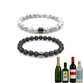 Glame Anti Alcohol Bracelet for Men Women Stop Drinking Alcohol Manifestation Hematite Abstinence Assistance Natural Stone Bracelets Calming Anxiety Healing Bracelets Jewelry Anxiety Stress Relief Gifts (A.)