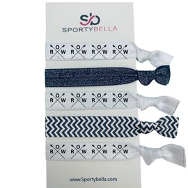 Rowing Hair Ties – 6pc Set with 4 Row Logo Bands, Black Glitter & Chevron – No-Crease Hair Elastics for Girls, Women & Rowers by SportyBella