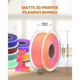 TECBEARS Dual Color PLA Filament Bundle, Matte PLA 3D Printer Filament Bundle, Dimensional Accuracy +/- 0.02 mm, 250g Spool, 8 Rolls, 2kg in Total