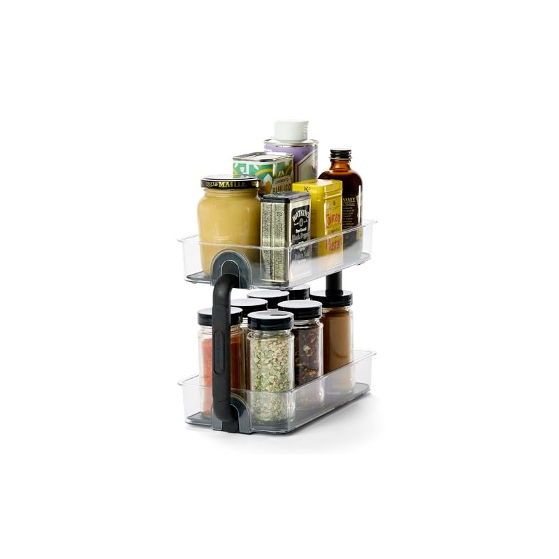 madesmart Two Level Spice Organizer, Clear/Carbon