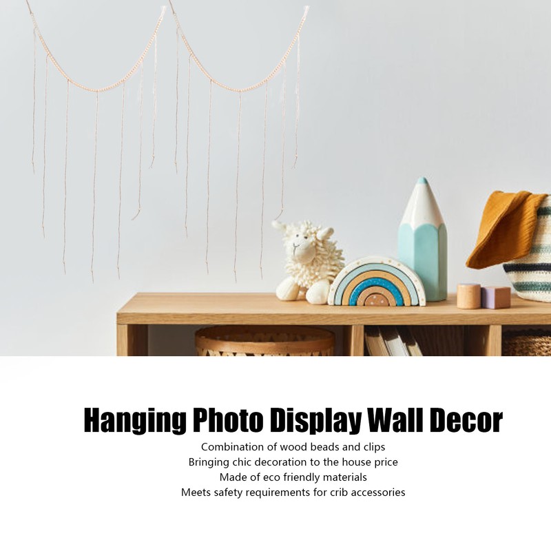 2pcs Hanging Photo Display Wall Decor with Wooden Beads Tassels