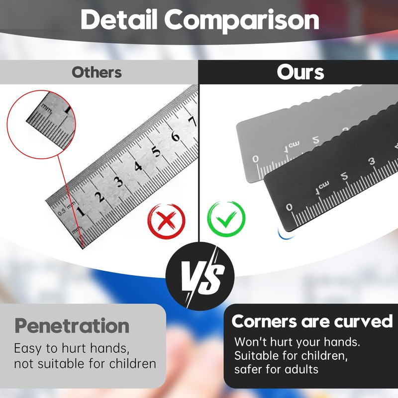 MSDADA 8 Pieces Aluminium Alloy Ruler Set Protractor Triangle Mathematics