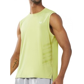 NORTHYARD Men's Athletic Workout Tank Top Running Gym Sleeveless Shirts Quick Dry Lightweight Training Sport Muscle Tank LEMONYELLOW XL