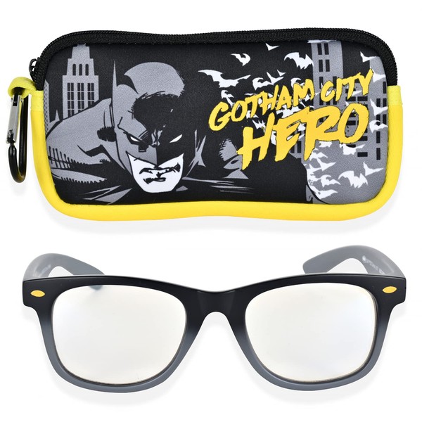 Batman Blue Light Glasses for Kids Computer Eyeglasses with Carrying Case | Blue Light Blocking Glasses for Boys Children’s Gaming Glasses (Black/Yellow)