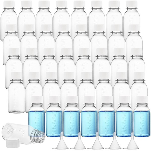 WUWEOT Paquete de 40 botellas de viaje de plástico transparente, recipientes vacíos recargables de 3.4 onzas, botella de almacenamiento de plástico duro PET con tapa de rosca para champú, lociones, crema y más