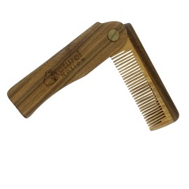 Folding Wooden Beard Brush/Hair Comb Stocking Filler Pocket Sized Durable Anti-Static Mens Eco Friendly Natural