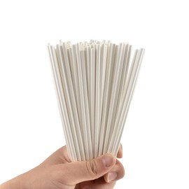HAHIYO 6 inches/15cm 80-Count White Paper Lollipop Sticks for Lollipop, Hard Candy, Chocolate, Christmas Children