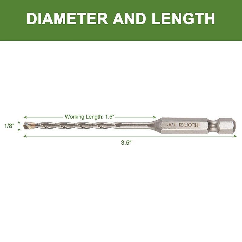 HLOFIZI 1/8" x 3-1/2" Masonry Drill Bits 1/8 inch Concrete