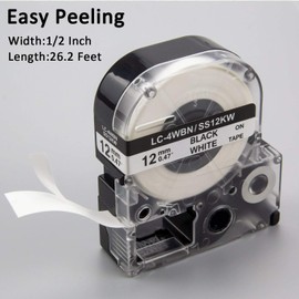 Pristar 3-Pack Compatible for Epson LK-4WBN LC-4WBN LC 4WBN9 SS12KW 12mm 1/2" Label Maker Tape 0.47" Label Tape Work for Epson LabelWorks LW300 LW400 LW500 LW700 LW-K200PX Label Maker, Black on White