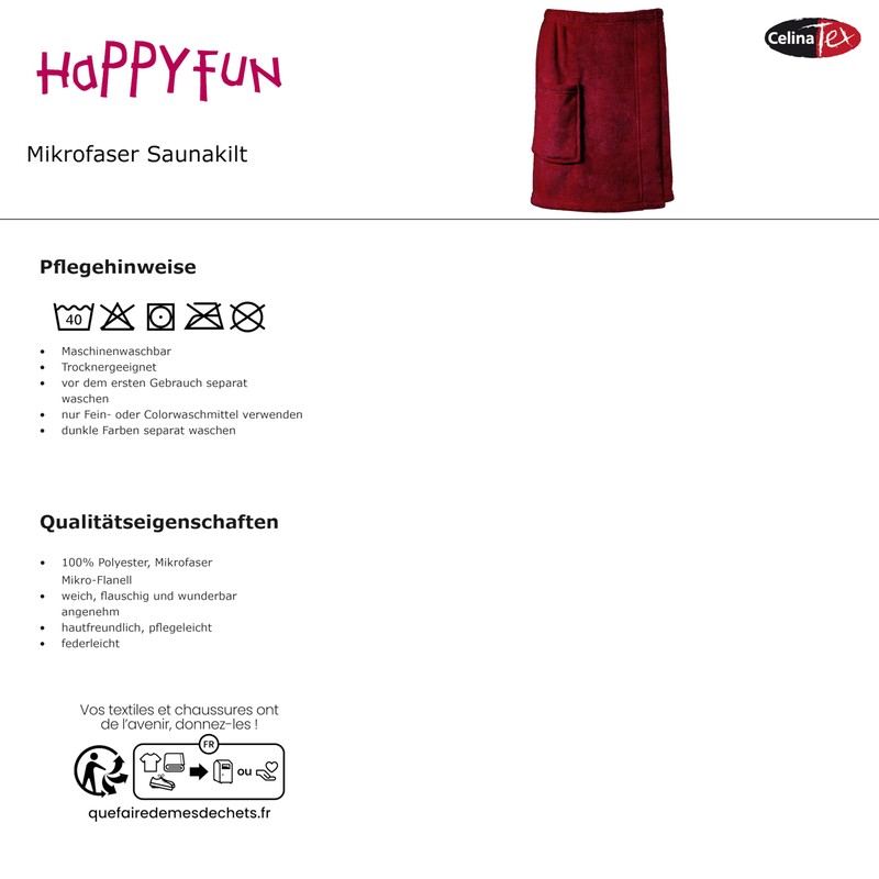 CelinaTex Happyfun Kilt Short S/M 48 x 152 cm Anthracite