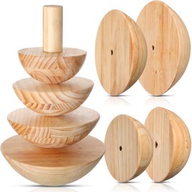 DoubleFill 4 Pack Pottery Molds 5.5'' 6.5'' 7.5'' 8.5'' Thickness 2.5'' Plaster Molds Wood Pottery Tools with Handle for Ceramic Top Forms DIY Bowls Plate Dish Slump Press Art Making