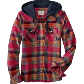 Legendary Whitetails Women's Lumber Jane Hooded Flannel Shirt, Falling Leaves Plaid, X-Large