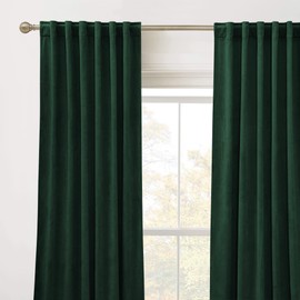 RYB Home Hunter Green Velvet Curtains for Living Room, Vintage Drape 84 inches Long Soft Durable Texture Room Darkening Privacy Window Treatment Decorative Backdrop for Bedrooom, W52 x L84, 2 Panel