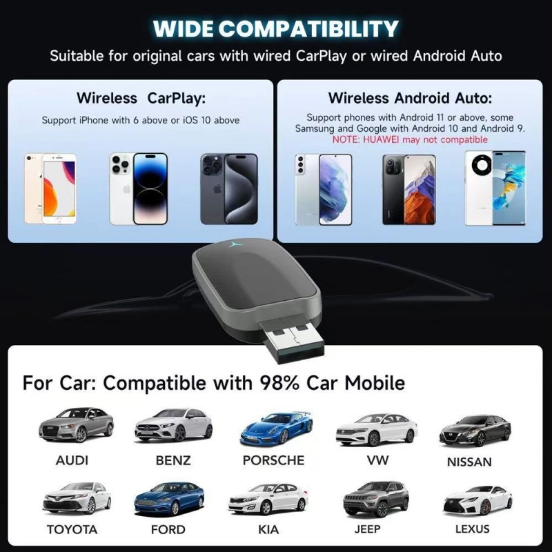 2 in 1 Car Auto Wireless Apple Carplay & Android