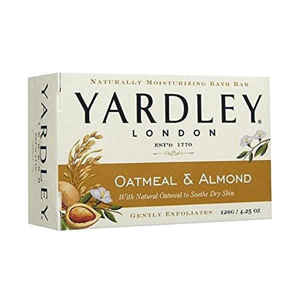 Yardley London Oatmeal and Almond Naturally Moisturizing Bath Bar, 4.25 oz. (Pack of 3)
