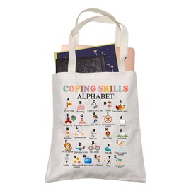 LEVLO ABC Coping Skills Alphabet Shopping Tote Bag School Psychology OT Occupational Therapy Gift (Coping Skills)