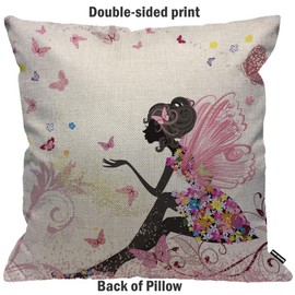 HGOD DESIGNS Butterfly Cushion Cover,Pink Wing Elves and Butterflies Throw Pillow Case Home Decorative for Men/Women Living Room Bedroom Sofa Chair 18X18 Inch Pillowcase 45X45cm