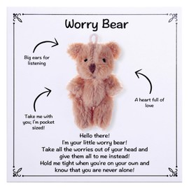 Worry Bear, Pocket Plush Bear Hug, Anxiety Relief Gifts for Men Women, Small Gifts for Mental Health, Thinking Of You Gift, Comforting Gift for Son Daughter Back to School, Khaki