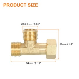 uxcell Brass Angle Stop, 1/2" Outlet x 1/2" Inlet 3 Way Compression Tee Valve, Supply Line Connector, Water Line Adapter Splitter for Faucet, Water Filters