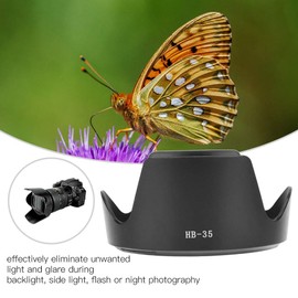 Lens Hood, Black HB 35 ABS Camera Mount Lens Hood Replacement for Nikon AF S VR 18 200mm F/3.5 5.6 Lens, Easy Installation