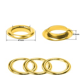 Trimming Shop 30mm Rings with Washers, Grommet Eyelets for Tarpaulin, Leather Craft, Repair, Round Curtain Rings for DIY, Canvas Holding, Vinyl Banners, Gold, 25pcs