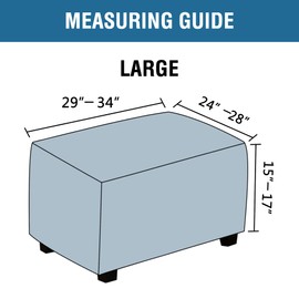 H.VERSAILTEX Ottoman Cover Slipcover Rectangle Fit Length 29"-34" Footrest Sofa Slipcovers Stool Cover Footstool Protector Covers Feature Stretch Thick Soft Jacquard Fabric Removable Washable - Grey