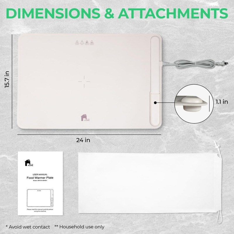 EconoHome Flexible Food Warmer - Electric Powered Food Warming Plate