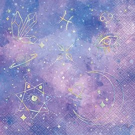 Unique Purple Galaxy Luncheon Napkins, 16ct - Iridescent Foil Stamping